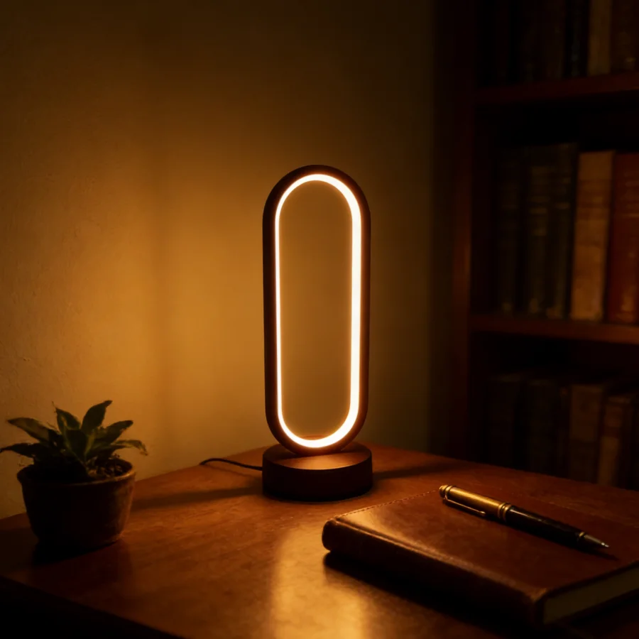 Ring Light Desk Small - 1個入り、テーブルランプ、寝室用、リング型テーブルランプ、リビング用、黒と白、USB接続、調光機能付き、ベッドサイドランプ、LED、小型ナイトライト。