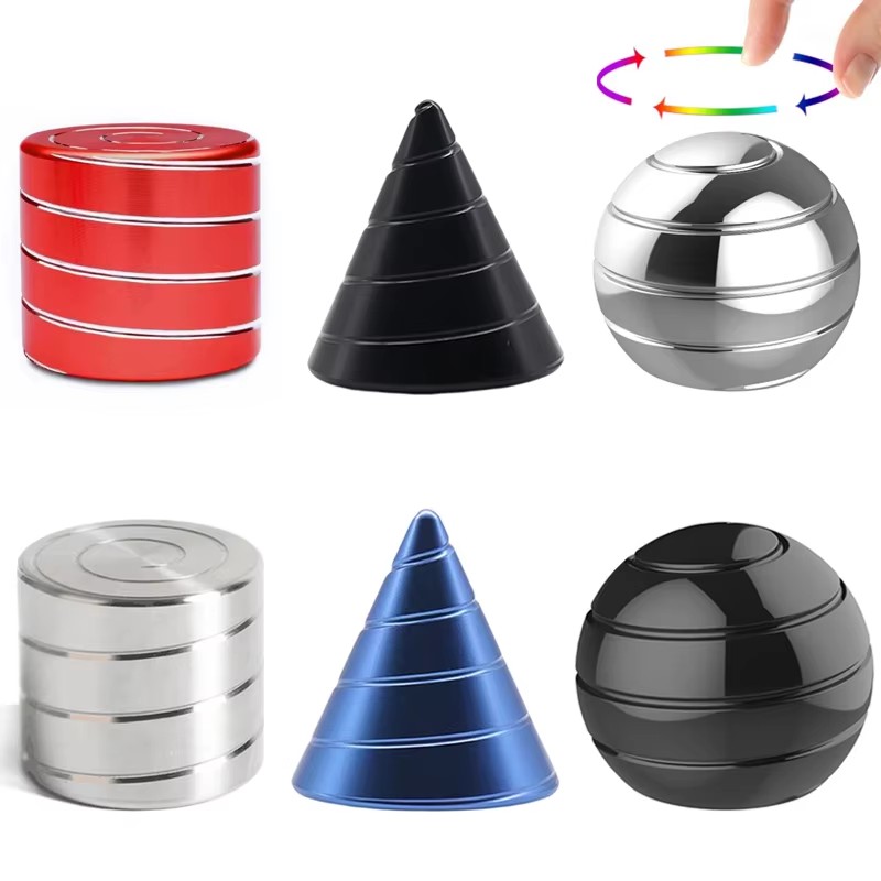 Cool Office Tech Gadgets - キネティックスピニングデスクトイ、錯覚フィジェットスピナー、大人向けオフィス用金属製ストレス解消、静音不安軽減クールガジェット