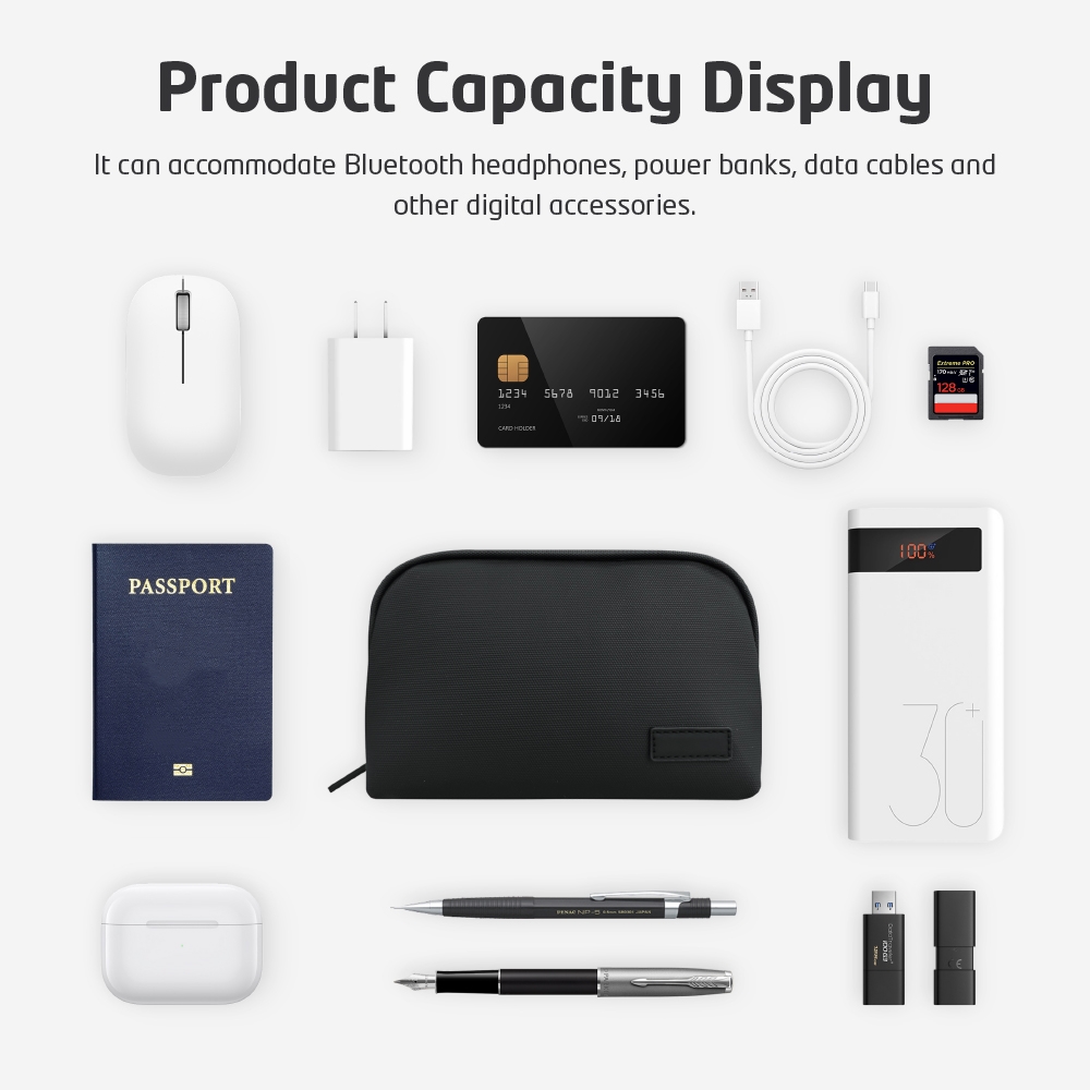 軽量防水テックポーチ、ポータブル電子機器アクセサリーケース、 - Home Office Tech Gadgets のレビューと価格